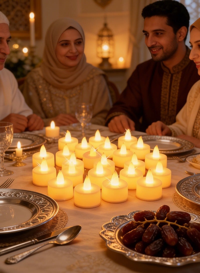 يواوليتي أضواء LED وشموع رمضان - 24 عبوة، زينة رمضان أساسية لغرفة المعيشة وطاولة الطعام، مثالية لتزيين رمضان الاحتفالي - Image 1